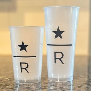 Pair of Starbucks Reserve plastic tumblers